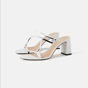 Zara White Block Heel Sandals